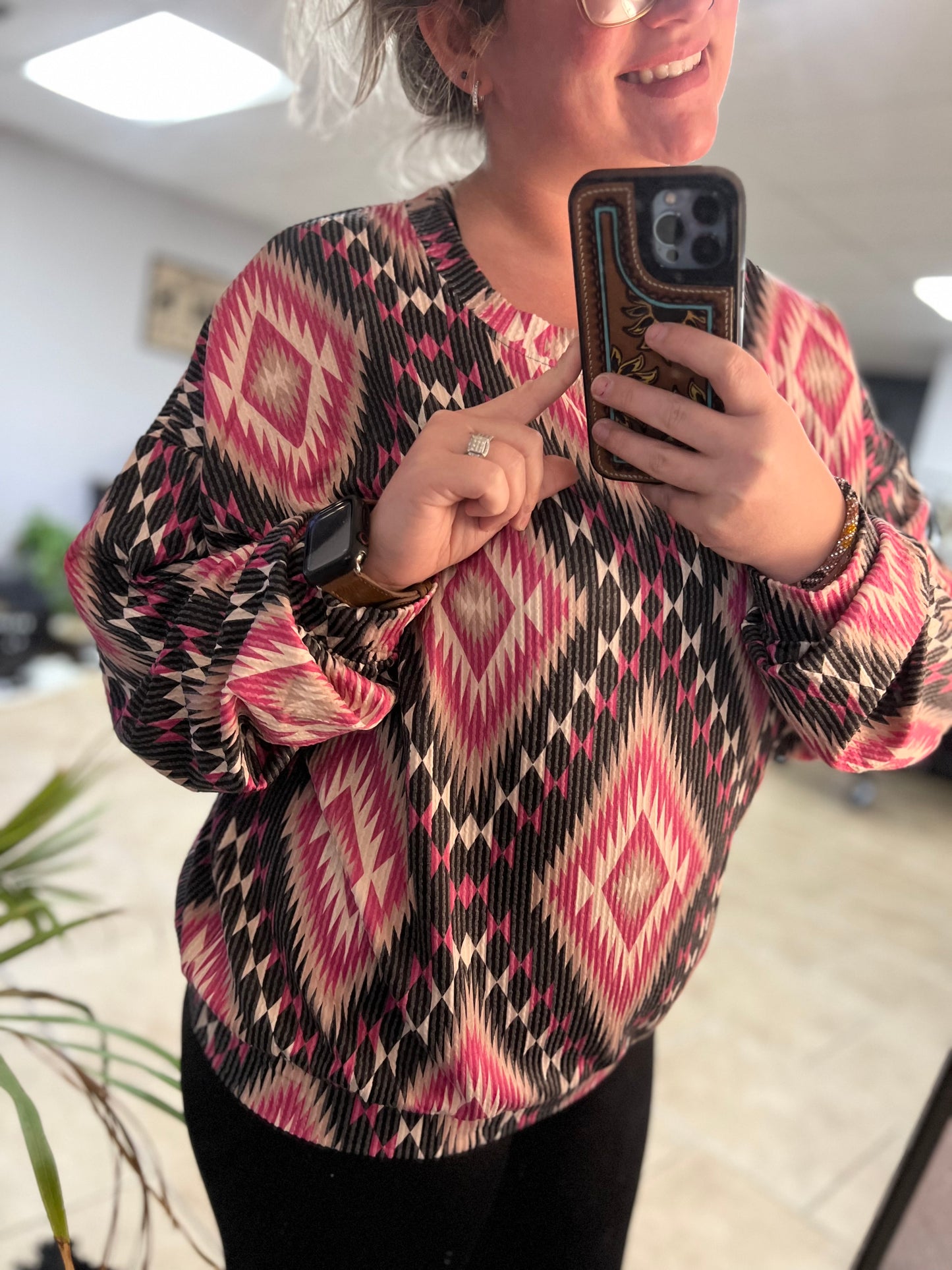 Aztec pink sweater