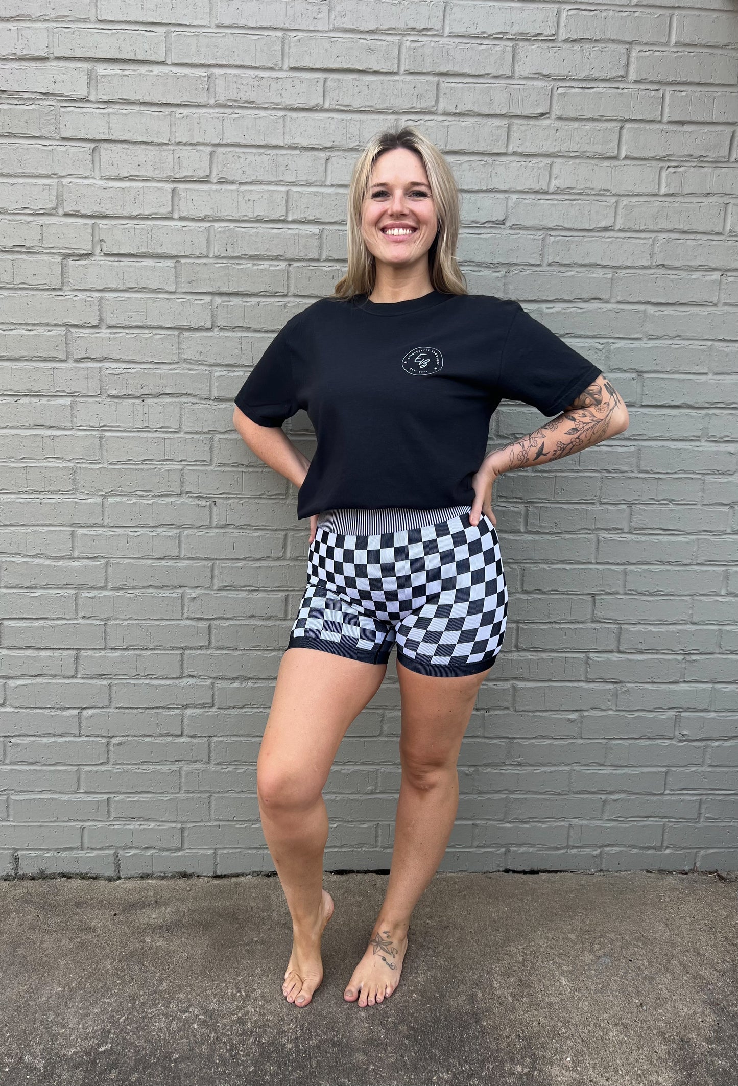 Check cropped two piece set