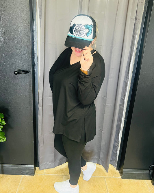 Black long sleeve top and legging set
