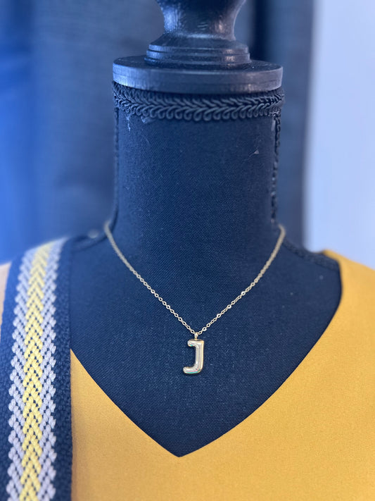 Gold plated bubble initial necklace