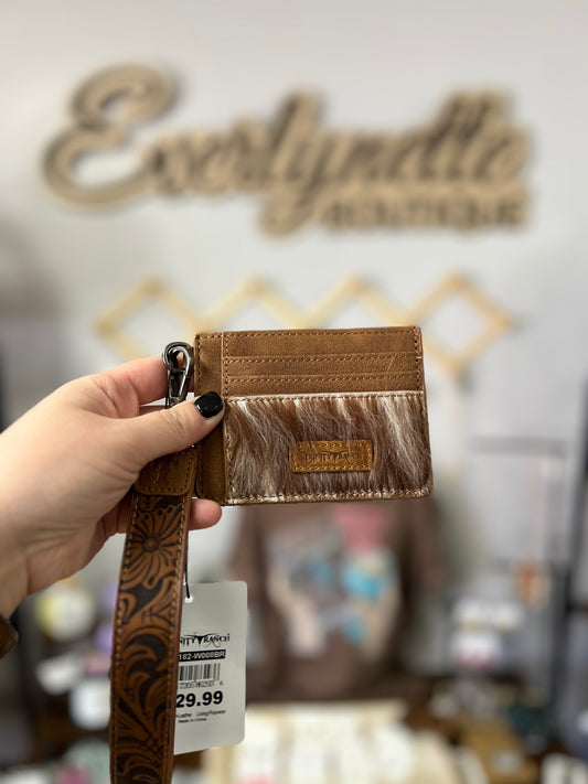 Trinity ranch key ring card holder brown