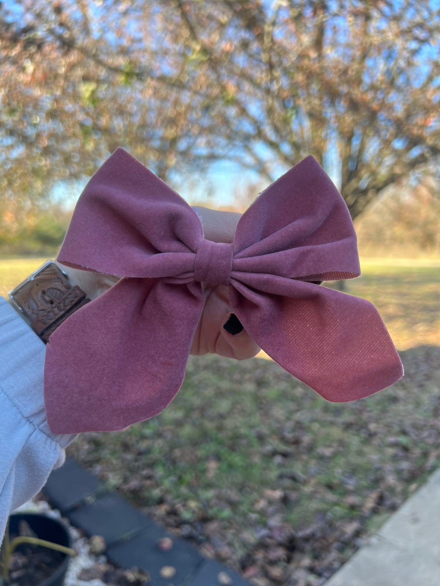 Faux suede bow