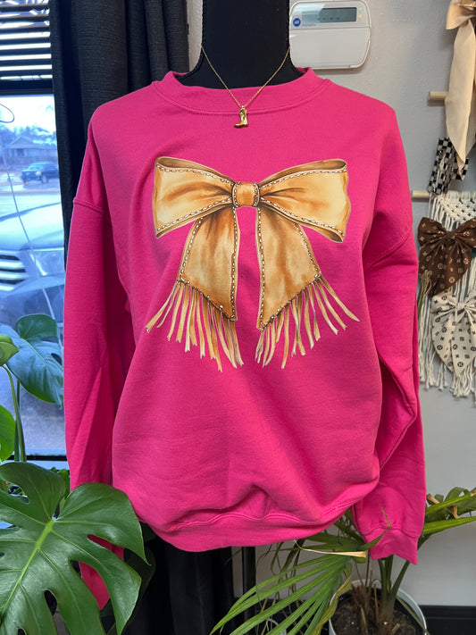 Pink sweatshirt western bow