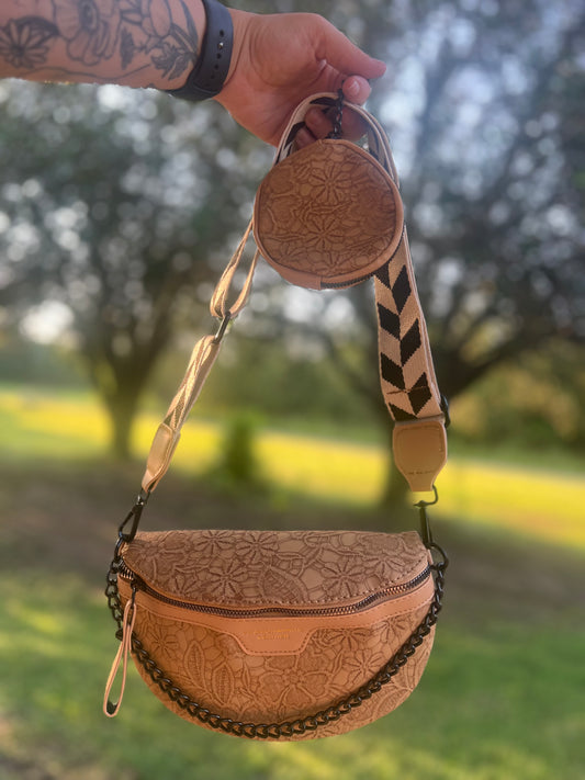 Colorblock strap chain shoulder bag