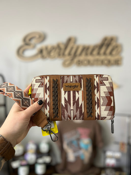 Wrangler southwestern art print wallet brown