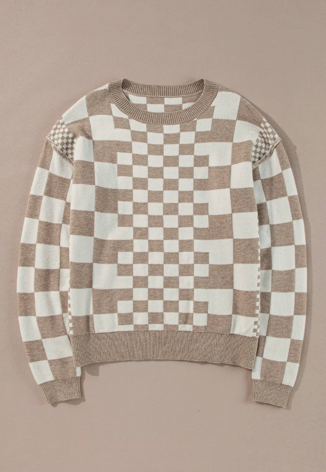Cream white checkered sweatshirt