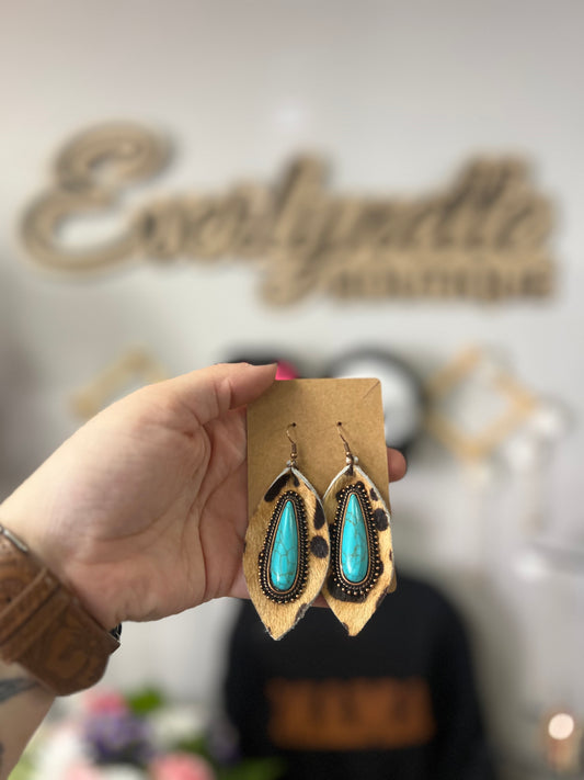 Leopard turquoise dangle earring