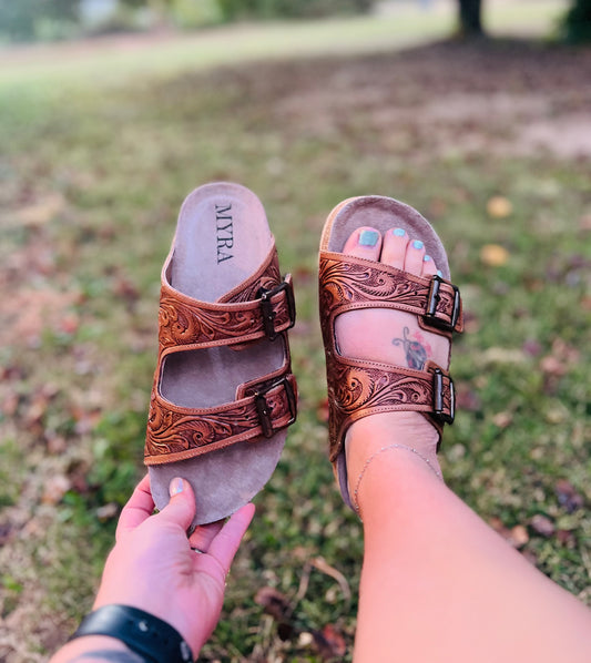Hand tooled-sandals