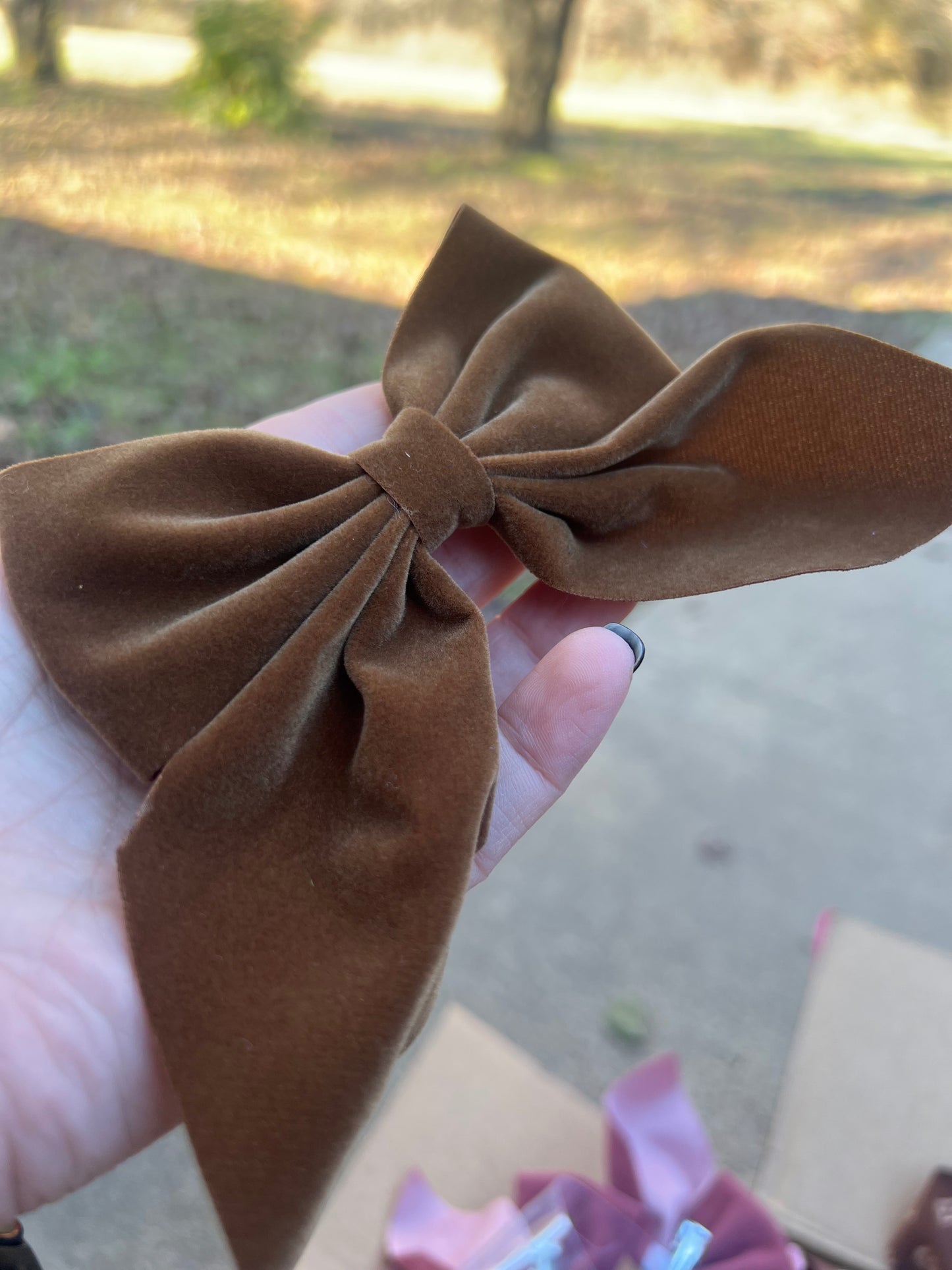 Faux suede bow