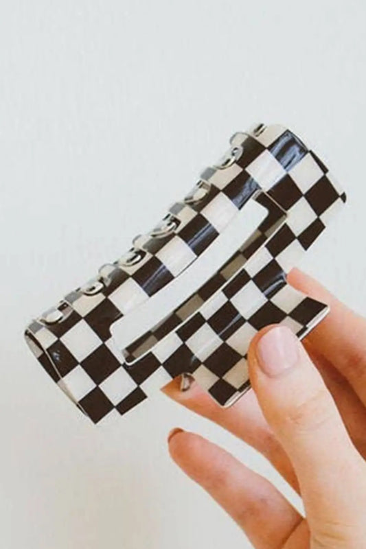 Black and white checkered hair clip