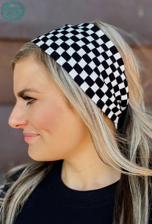 Checkered headband ear warmer